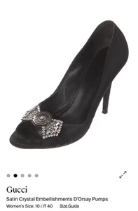 Gucci Satin Crystal Embellished D’Orsay Pumps. No Box - Picture 1 of 5