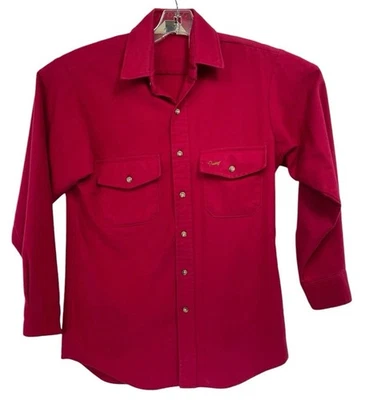 Duxbak Chamois Flannel Shirt Men Sz Medium Red  L/S Button Up Heavy (Z26) VTG - Image 1 of 4