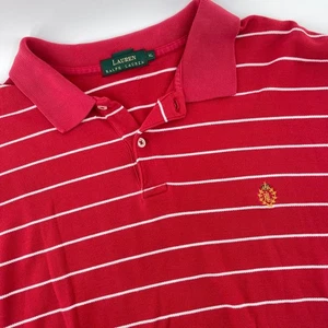 Lauren Ralph Lauren XL Red Striped Polo Shirt Crown Crest Logo Menswear - Picture 1 of 10