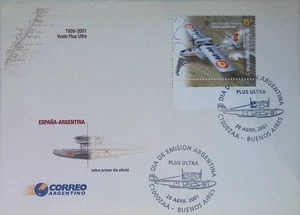 O) 2001 ARGENTINA, SPAIN TO ARGENTINA FLIGHT OF PLUS ULTRA SEAPLANE, FDC XF - Picture 1 of 1