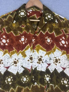 Vtg 50s 60s SEARS Sportswear Pool, Beach and Patio BARKCLOTH Hawaiian Shirt M - Picture 1 of 6