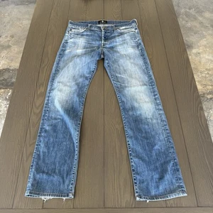 7 for All Mankind Standard Straight Jeans Mens 33x31 Mid Wash Blue Stretch Denim - Picture 1 of 19