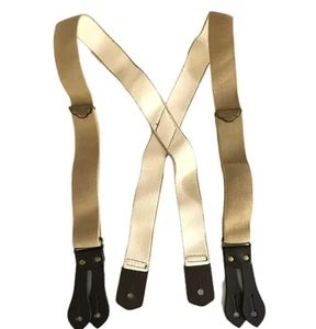 NWOT C. C. Filson Tab Suspenders Tan w/Brown Leather Sz Long Made in USA  - Picture 1 of 14