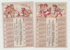 2 tarjetas comerciales de la era victoriana temprana tarjetas comerciales calendarios de 1881 Boston de Lewando - Imagen 1 de 1