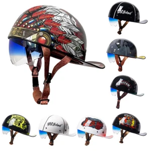 Medio casco de motocicleta gorra de béisbol retro DOT cara abierta scooter ciclomotor casco jet - Imagen 1 de 31