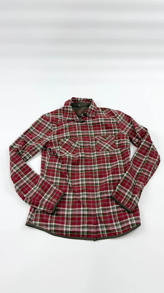 Mammut 衬衫女式小号彩色马德拉斯格子胸袋领纽扣前襟 — 第 1/4 张图片