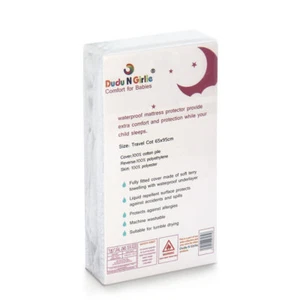 Travel Cot Mattress Protector, Waterproof Travel Cot Mattress Cover 95 x 65 cm. - Picture 1 of 12