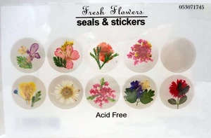 Fresh Flowers 9 Round Seals/Stickers (NEW) - Picture 1 of 2