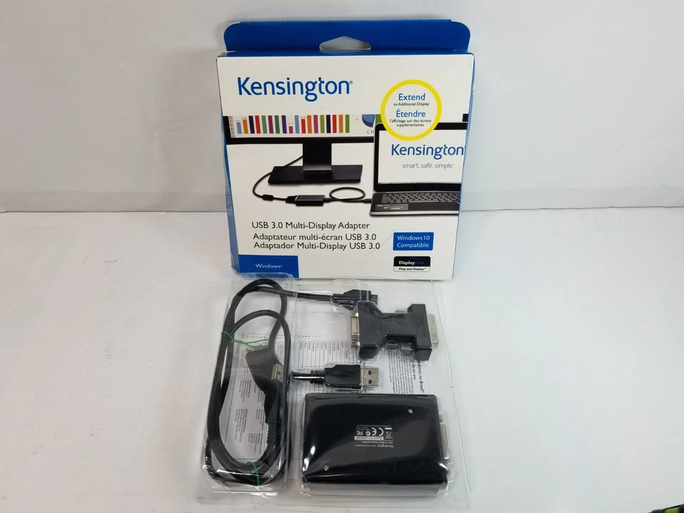 Kensington USB3.0 Multi-Display Adapter with DisplayLink K33974AM Black - Image 1 of 3