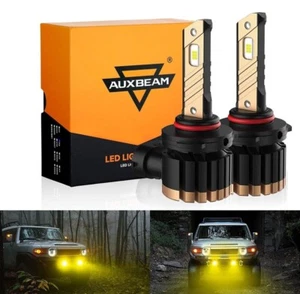 AUXBEAM 9005 HB3 LED Headlight Bulb High Beam Conversion Kit Golden Yellow 3000K - Picture 1 of 12
