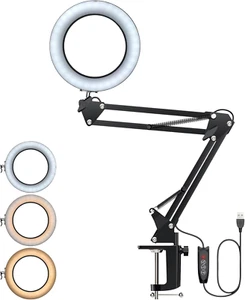 Lampada Da Scrivania Ingrandente LED 8X Lampada D'Ingrandimento Con Morsetto E A - Foto 1 di 11