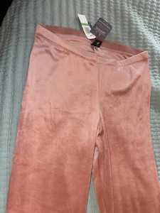FELINA size L LEGGINGS PINK NEW POLY/BLEND (look suede) NWT - Picture 1 of 7