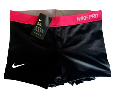 NEW! NIKE PRO [S] Women's 2.5" COMPRESSION Yoga SHORTS-Black/Dark Pink W73262 - Image 1 of 3
