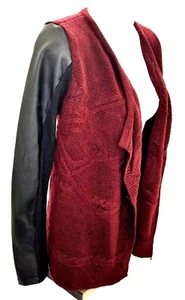 Maurices Sweater Jacket Womens XS Waterfall Cardigan Open Face Red Black Office - Picture 1 of 13