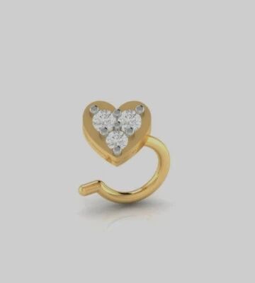 14K Solid Gold Nose Pin Body Piercing Jewelry Diamond Nose Stud Birthday Gift. - Image 1 of 4