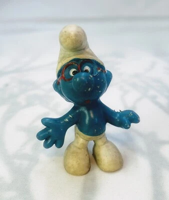 Figura de juguete de colección de gafas de pitufo inteligente 1969 Schleich Peyo 1969 Foto 1 de 4