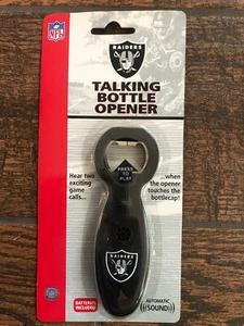 Raiders NEW NFL FOOTBALL TEAM TALKING BOTTLE OPENER NIP BATTERY REQUIRED - Picture 1 of 2