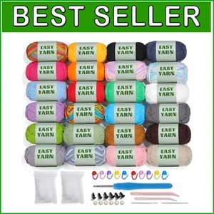 Soft Cotton-Nylon Blend Yarn - 24x50g, Perfect for Creative Crochet Beginners - Picture 1 of 9