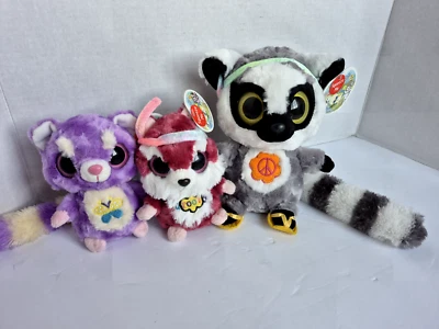 3 Yoohoo & Friends Plush Groovy Squirrel Lesser Panda Peace Lemur WORKS Lot - Image 1 of 4