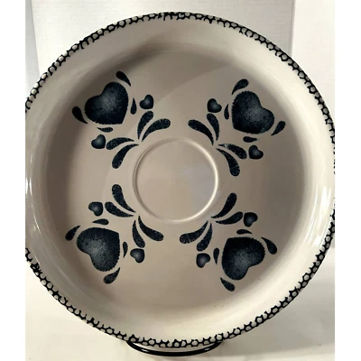 Vintage Home Trends Stoneware Snack Plate with Blue Hearts and Decorated Trim   - Image 1 of 4