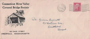 1956 Greenfield, Massachusetts Cover with Classic Covered Bridge Society Cachet - Picture 1 of 2