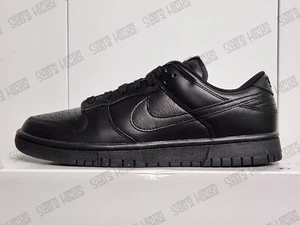 Nike Dunk Low Prm Leather ID Triple Black All Black Classic Nike ID Authentic - Picture 1 of 8