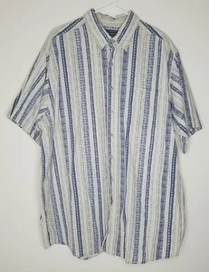 David Taylor Shirt Men’s XXL Button Up Short Sleeve Blue & Tan Geometric Print - Picture 1 of 8
