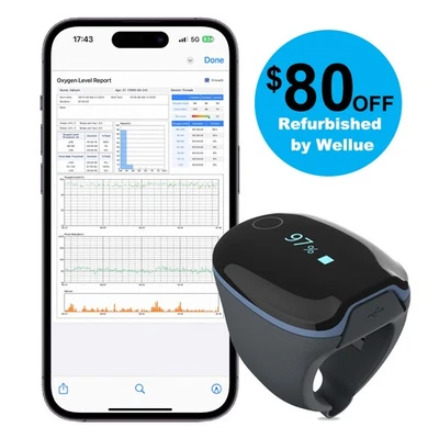 Wellue O2Ring Pulse Oximeter O2 Ring Oxygen Monitor with Free APP and PC Reports - Image 1 of 4