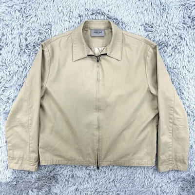 Chaqueta cortavientos Fear Of God Essentials para hombre XS caqui cremallera completa Preppy LEER Foto 1 de 4