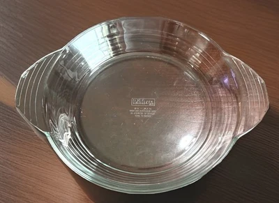 Vintage Libbey Glass Company Pie Plate Ribbed Banded 10" Clear - Image 1 of 4