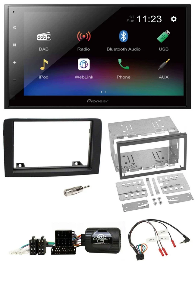 Pioneer USB Bluetooth DAB 2DIN Lenkrad Autoradio für Fiat Idea 06-12 schwarz - Bild 1 von 4
