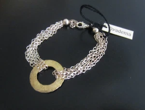 Dyadema Bracelet Sterling Silver Chains Gold Disc Adjustable Lobster Clasp NWT - Picture 1 of 4