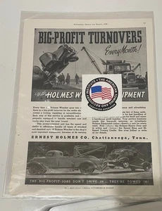 Original 1938 Vintage Holmes Heavy Duty Wrecker Ad Big Profit Turnovers - Picture 1 of 1
