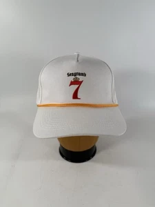 SEAGRAM'S 7 Whisky White Adjustable Strapback Hat Ball Cap Yellow Rope Ex Cond - Picture 1 of 6