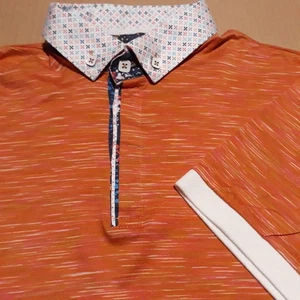 Maceoo Herren M/3 Poloshirt Button Down Orange Kontrast Performance Rugby  - Bild 1 von 14