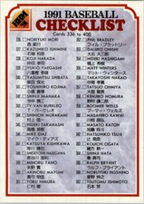 1991 BBM Japan #238 Checklist 336-400