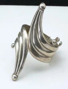 Vintage Taxco Sterling Silver Clamp Cuff Bracelet Swirl Design Mexico Signed CP - Picture 1 of 5