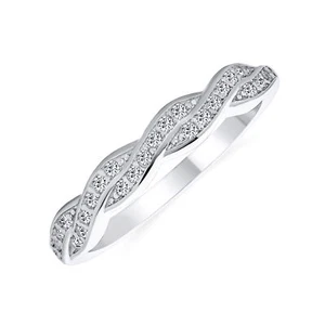 Intertwined Rope Twist Cocktail Statement Ring with CZ Pave in Sterling Silver - Picture 1 of 4