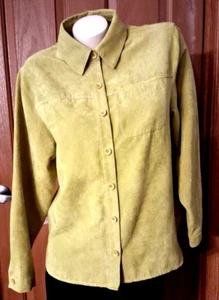 Studio Works Lime Green Long Sleeve Blouse Collar Buttons Pocket Misses S - Picture 1 of 4