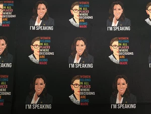 Kamala Harris and Ruth Bader Ginsburg RBG Cotton Woven Fabric Empowerment Sewing - Picture 1 of 2