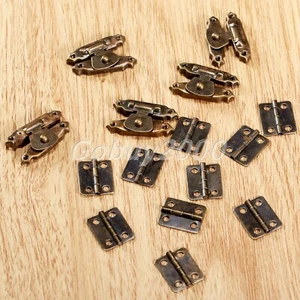 Antique Cabinet Jewelry Wooden Box Case Décor Latch Hasps & 10 x Mini Hinges HQ - Picture 1 of 10