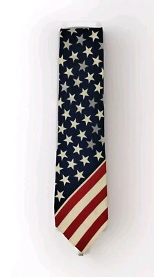 Structure Tie Silk Flag Stars Stripes Red White Blue Patriotic Necktie USA - Image 1 of 4