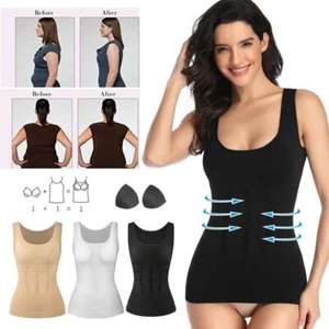 Women Compression Camisole Tummy Control Tank Top With Built in Bra Body Shaper - Picture 1 of 15