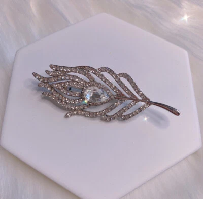 Broche Pluma Pin Color Plata Mujer Moda Accesorios Joyería Regalo Foto 1 de 2