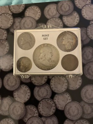 Silver Half-Dollar, Quarter and Dime w/Liberty Nickel and Indian Cent in Holder - Image 1 of 3