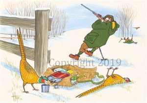 Pheasant Shooting Country Sports Christmas Cards, funny by C Hope C588X - Picture 1 of 1
