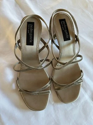 Women's Pedro Garcia Strappy Block Sandals Size 38 Swarovski Crystals 7.5 - Image 1 of 4