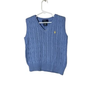 Polo by Ralph Lauren Light purple VNeck Cable Knit Sweater Vest Boys Size 5 - Picture 1 of 6