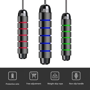 3er Pack Springseil weich Perlen Springen verstellbar segmentiert Skip Fitness Gym USA - Bild 1 von 9