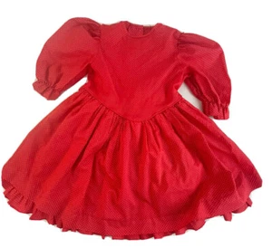 VTG Little Stars Girls Dress pattern Size 6 Red With White Polkadot Lined - Picture 1 of 8